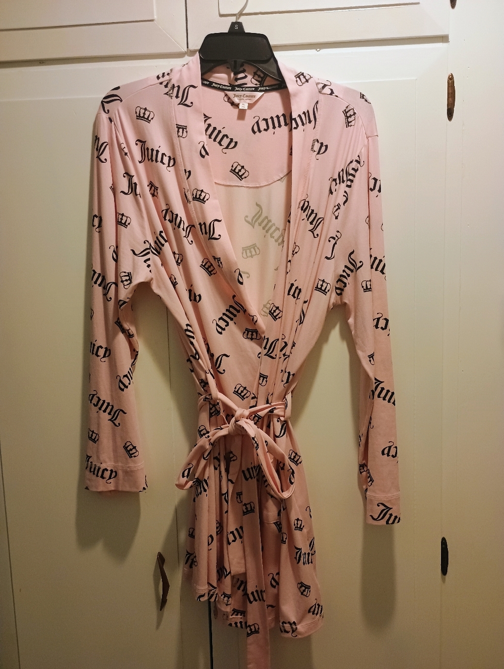 Juicy Couture Pink Logo Tie Robe With Juicy Crowns